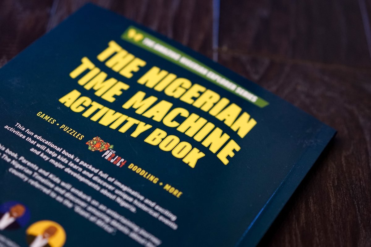 The back cover of The Nigerian Time Machine Activity Book